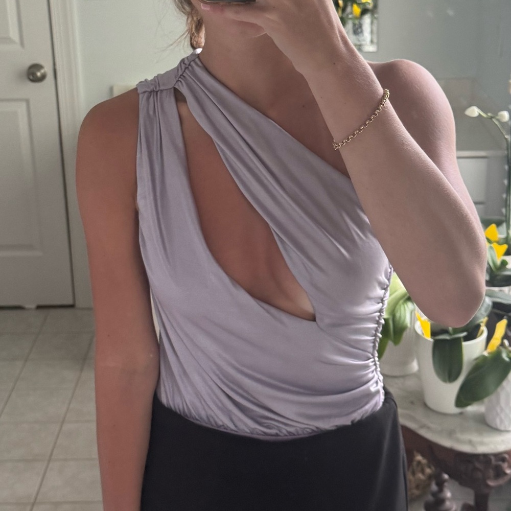 H:Ours Purple Metallic Bodysuit XXS